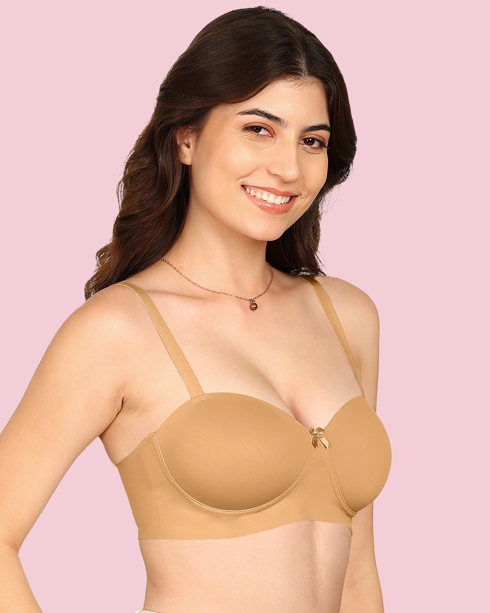 Invisi-Soft Bonded Demi-Cup Padded Cotton Spandex Bra (KB-91012-FAWN)