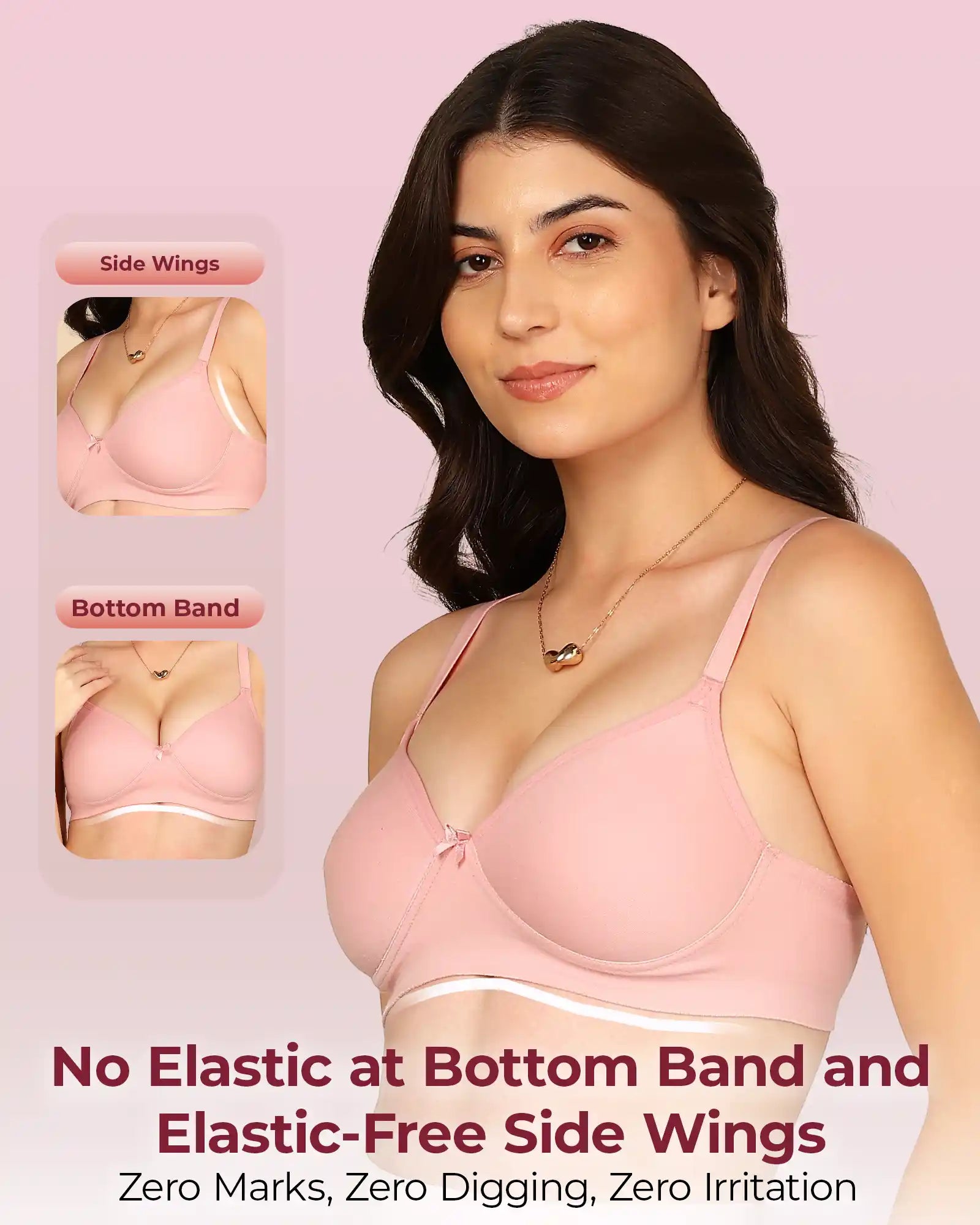 Invisi-Soft Bonded Breathable Cotton Full Coverage Padded Bra (KB-1013-PLUM)