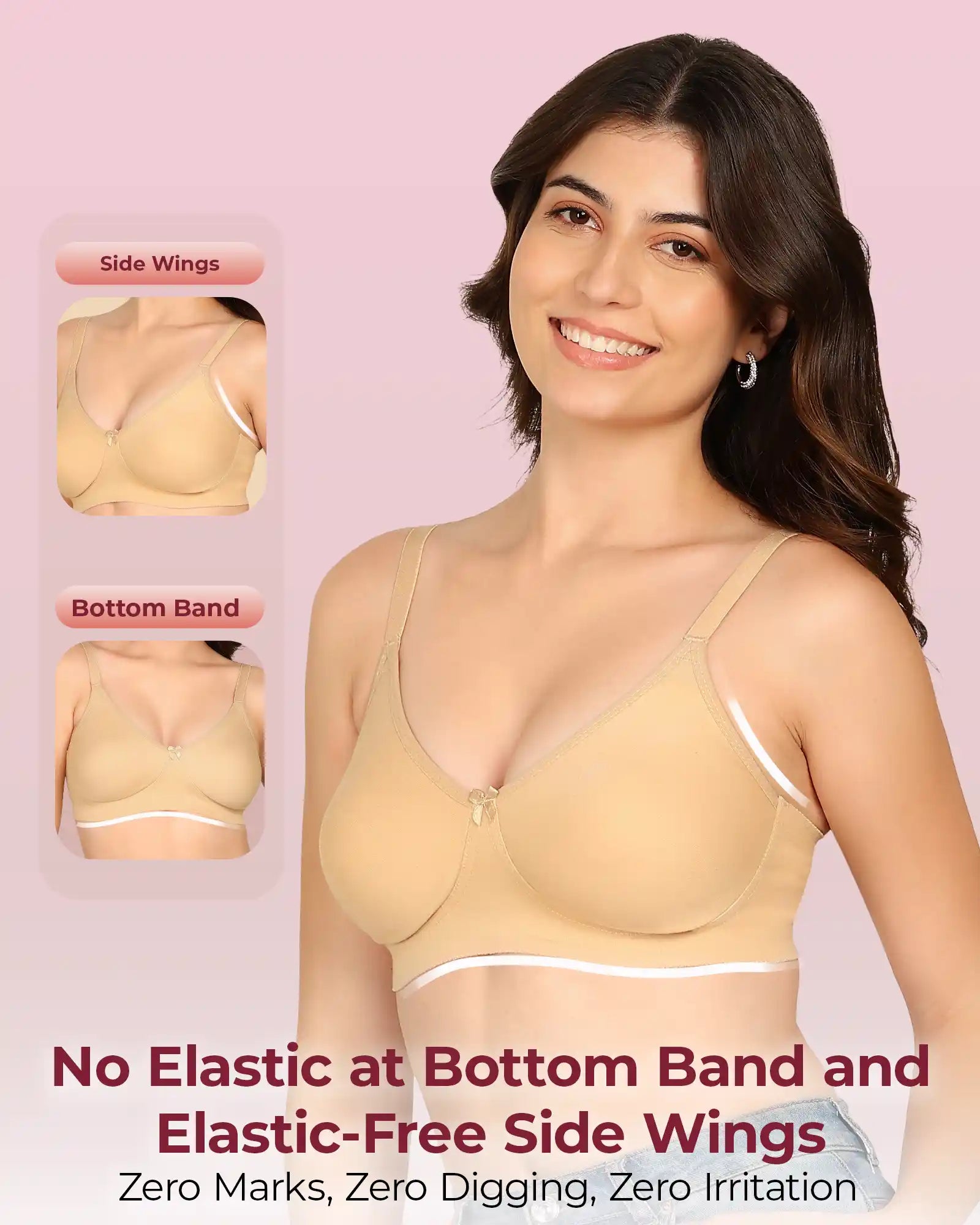 Invisi-Soft Bonded Breathable Cotton Full Coverage Non-Padded Bra (KB-352-SKIN)