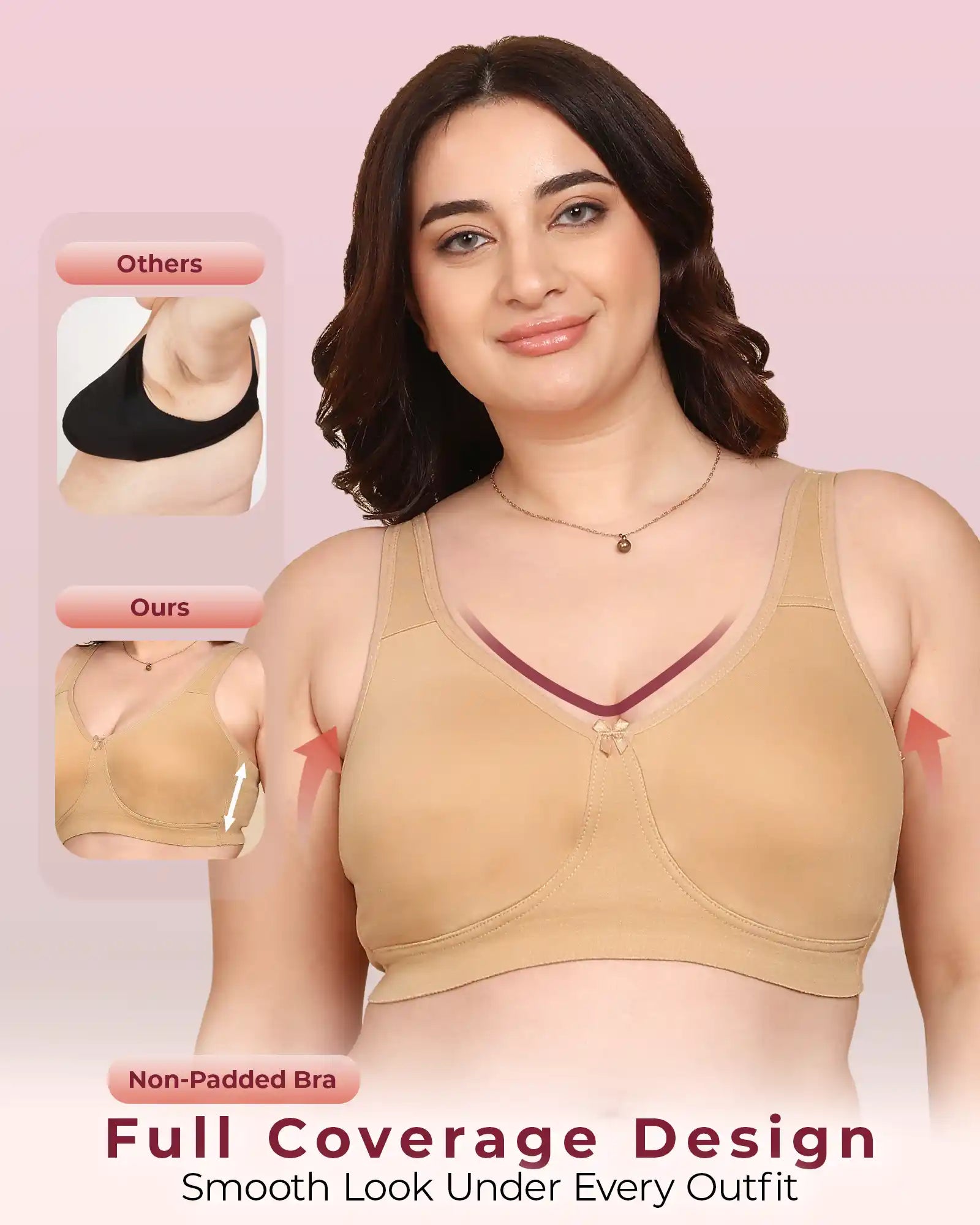 Invisi-Soft Bonded Breathable Cotton Plus Size Full Coverage Non-Padded Bra (KB-401-SKIN)