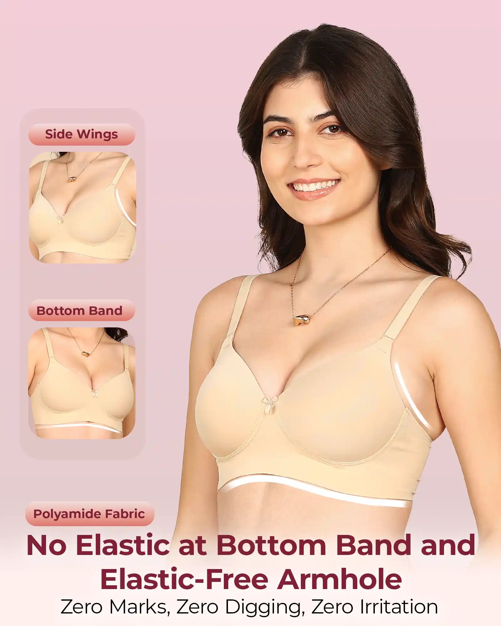 Invisi-Soft Bonded Polyamide Full Coverage Padded Bra (Level 1 Padding (KB-5991-SKIN)
