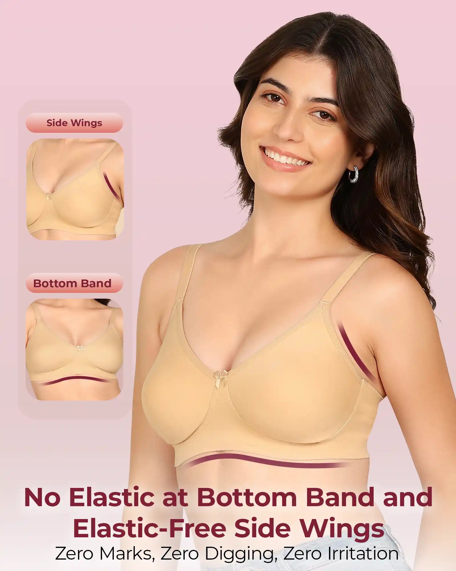 Invisi-Soft Bonded Breathable Cotton Full Coverage Non-Padded Bra (KB-352-FAWN)