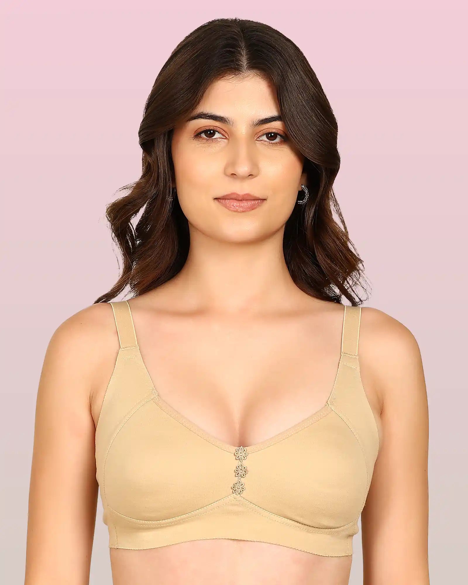 Invisi-Soft Bonded Breathable Cotton Plus Size M-Frame Minimiser Non-Padded Bra (KB-405-SKIN)