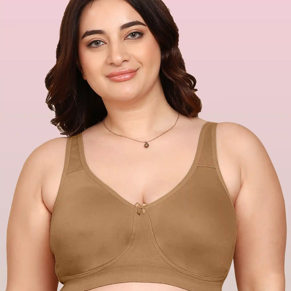 Invisi-Soft Bonded Breathable Cotton Plus Size Full Coverage Non-Padded Bra (KB-401-FAWN)