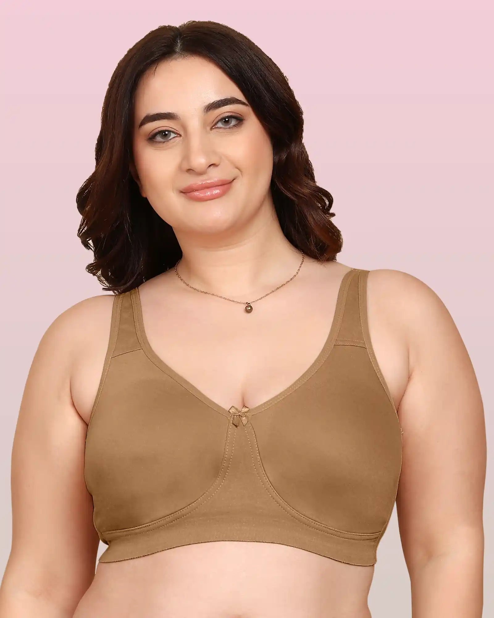 Invisi-Soft Bonded Breathable Cotton Plus Size Full Coverage Non-Padded Bra (KB-401-FAWN)