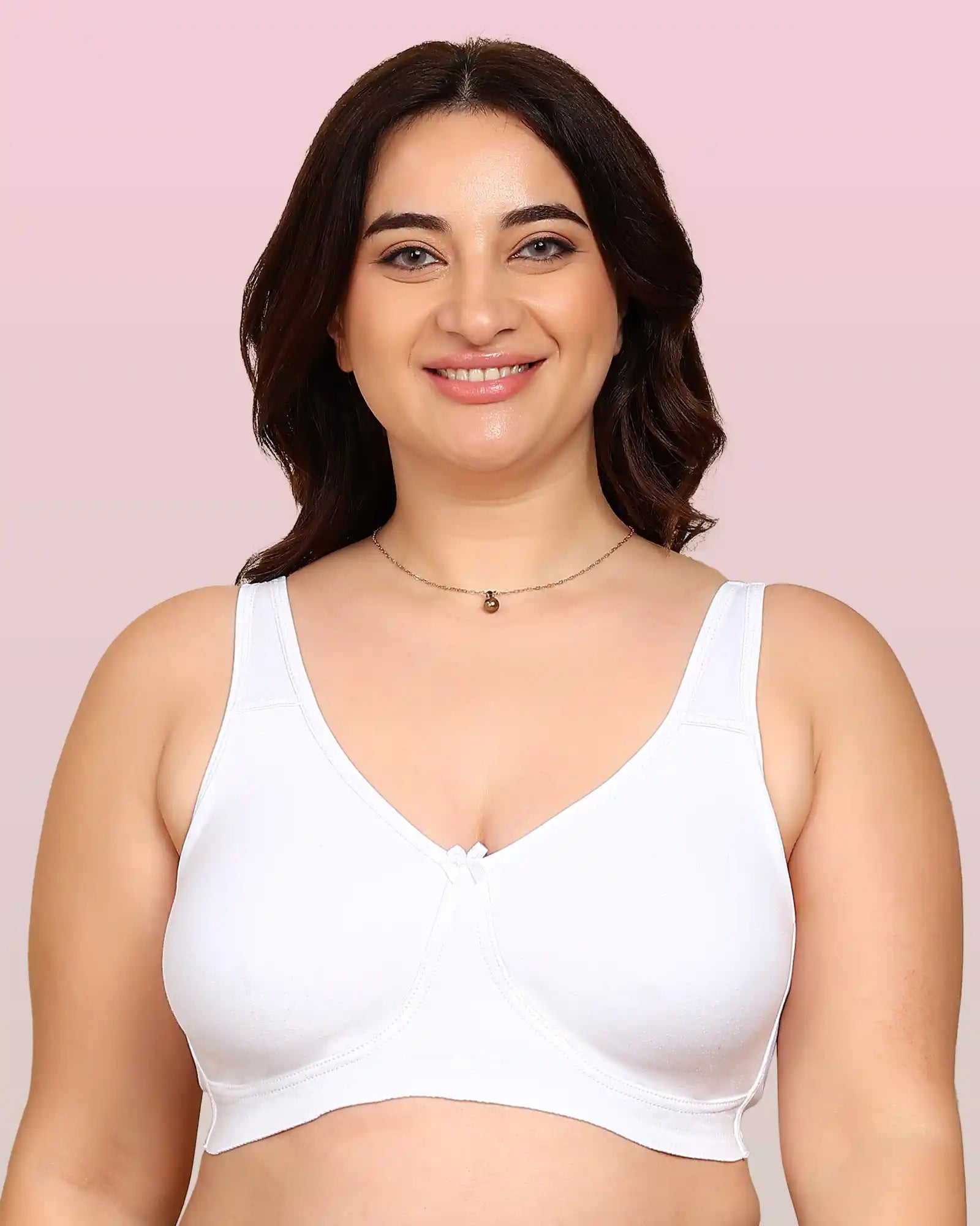 Invisi-Soft Bonded Breathable Cotton Plus Size Full Coverage Non-Padded Bra (KB-401-WHITE)