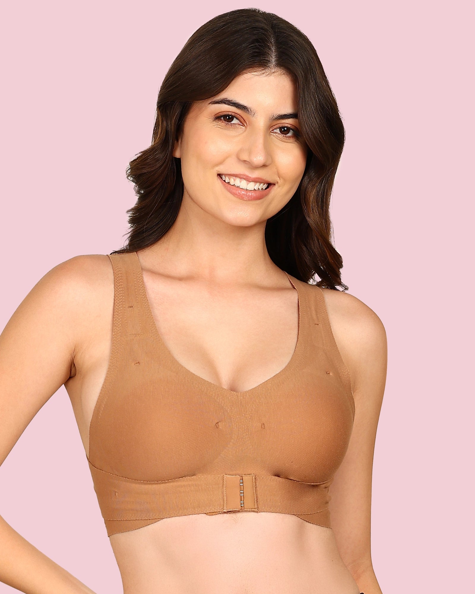 Invisi-Soft Cotton Bonded Seamless Padded Invisi-Gym Bra (KB-997-FAWN)