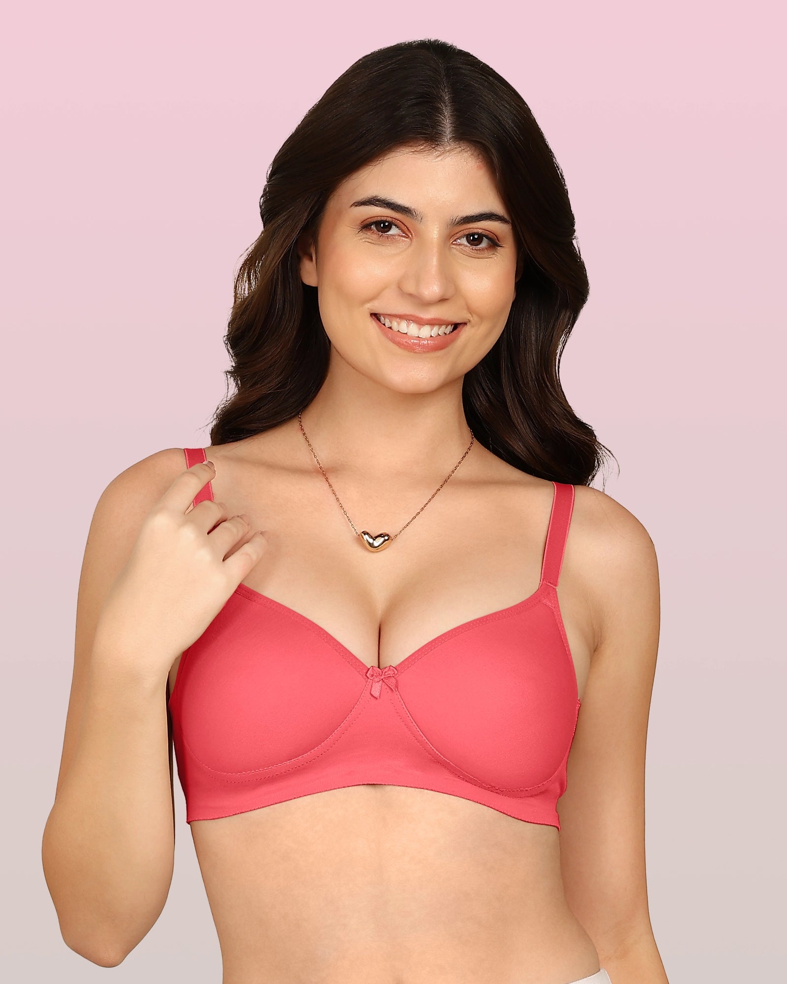 Invisi-Soft Bonded Breathable Cotton Full Coverage Padded Bra (KB-1013-CORAL)