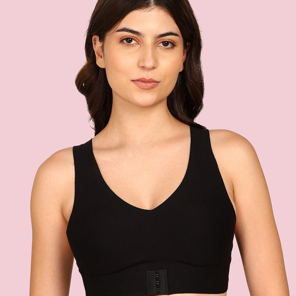 Invisi-Soft Cotton Bonded Seamless Non-Padded Invisi-Gym Bra (KB-995-BLACK)