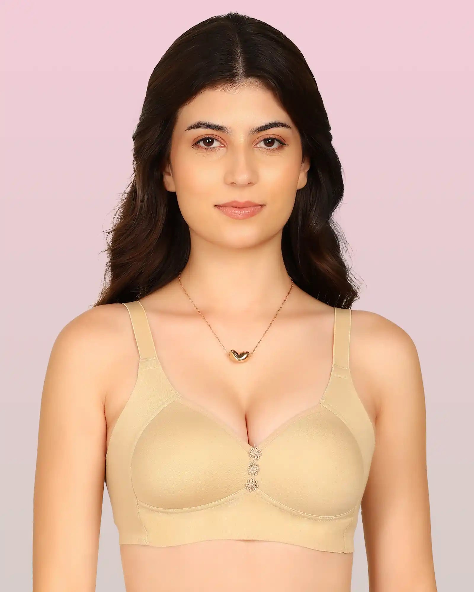 Invisi-Soft Bonded Breathable Cotton Plus Size M-Frame Minimiser Padded Bra (KB-408-SKIN)