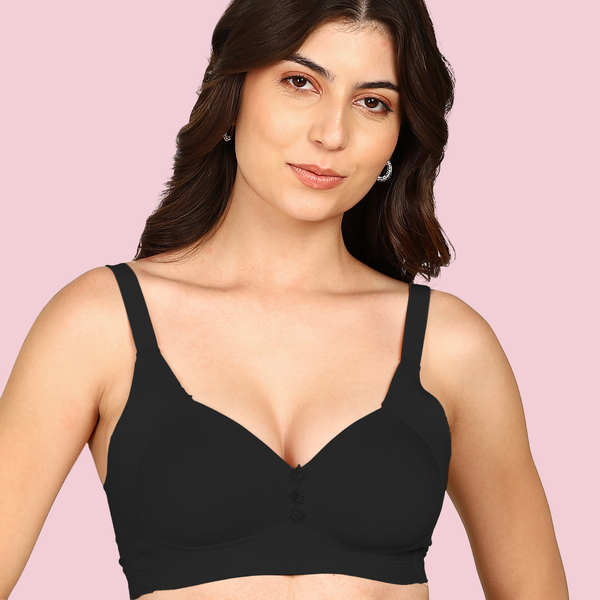 Invisi-Soft Lightly Padded Cotton Bonded Seamless Minimiser (KB-9203-BLACK)