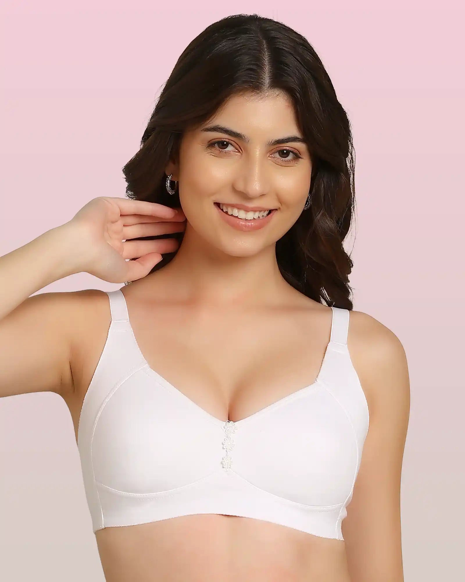 Invisi-Soft Bonded Breathable Cotton Plus Size M-Frame Minimiser Non-Padded Bra (KB-405-WHITE)
