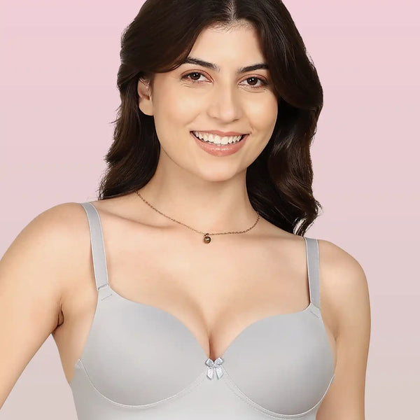 Invisi-Soft Bonded Polyamide Push-Up 3/4 Coverage Maximiser Bra (Level 2 Padding (KB-5107-GREY)