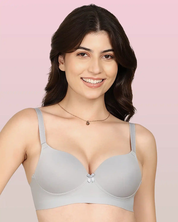 Invisi-Soft Bonded Polyamide Push-Up 3/4 Coverage Maximiser Bra (Level 2 Padding (KB-5107-GREY)