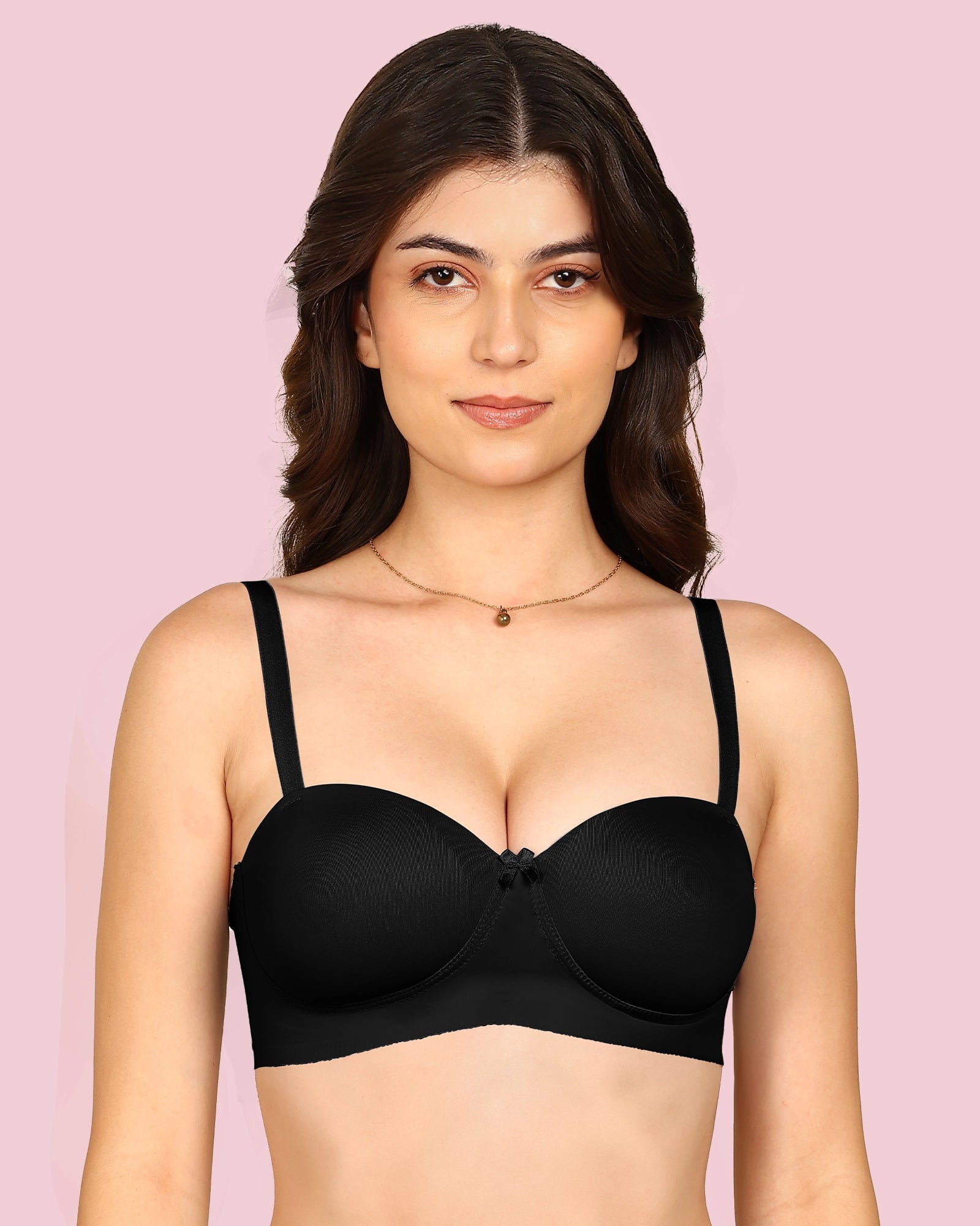 Invisi-Soft Bonded Demi-Cup Padded Cotton Spandex Bra (KB-91012-BLACK)