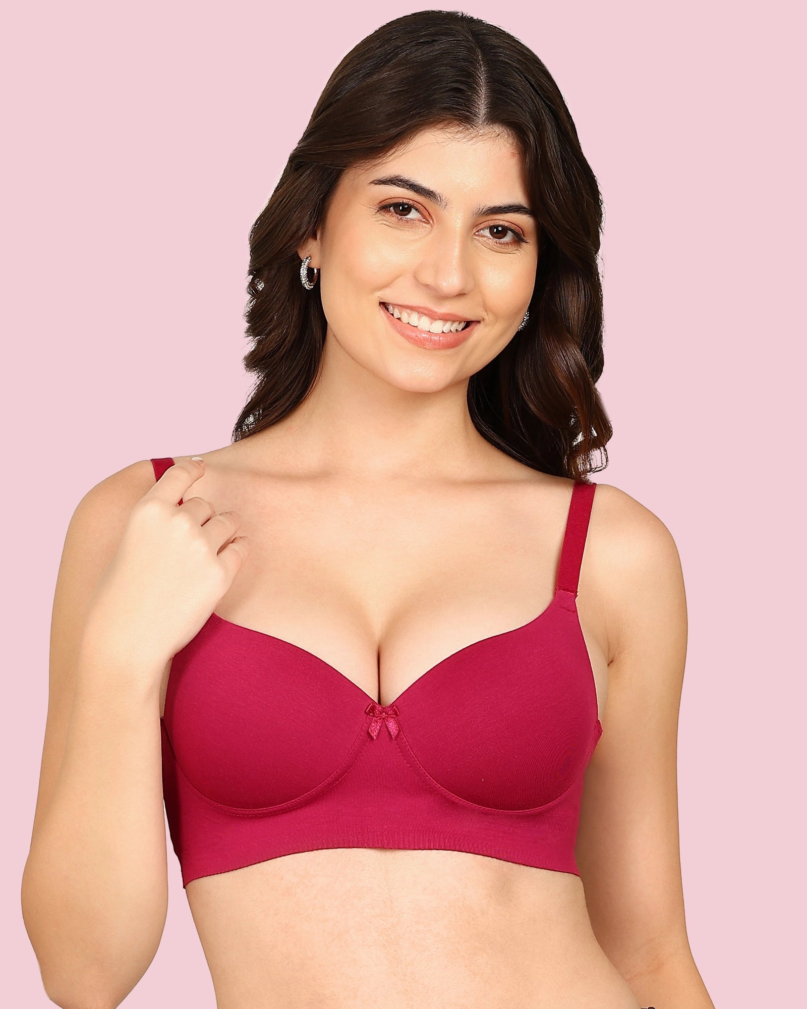 Invisi-Soft Cotton Bonded Seamless Push-Up Bra (KB-93510-WINE)