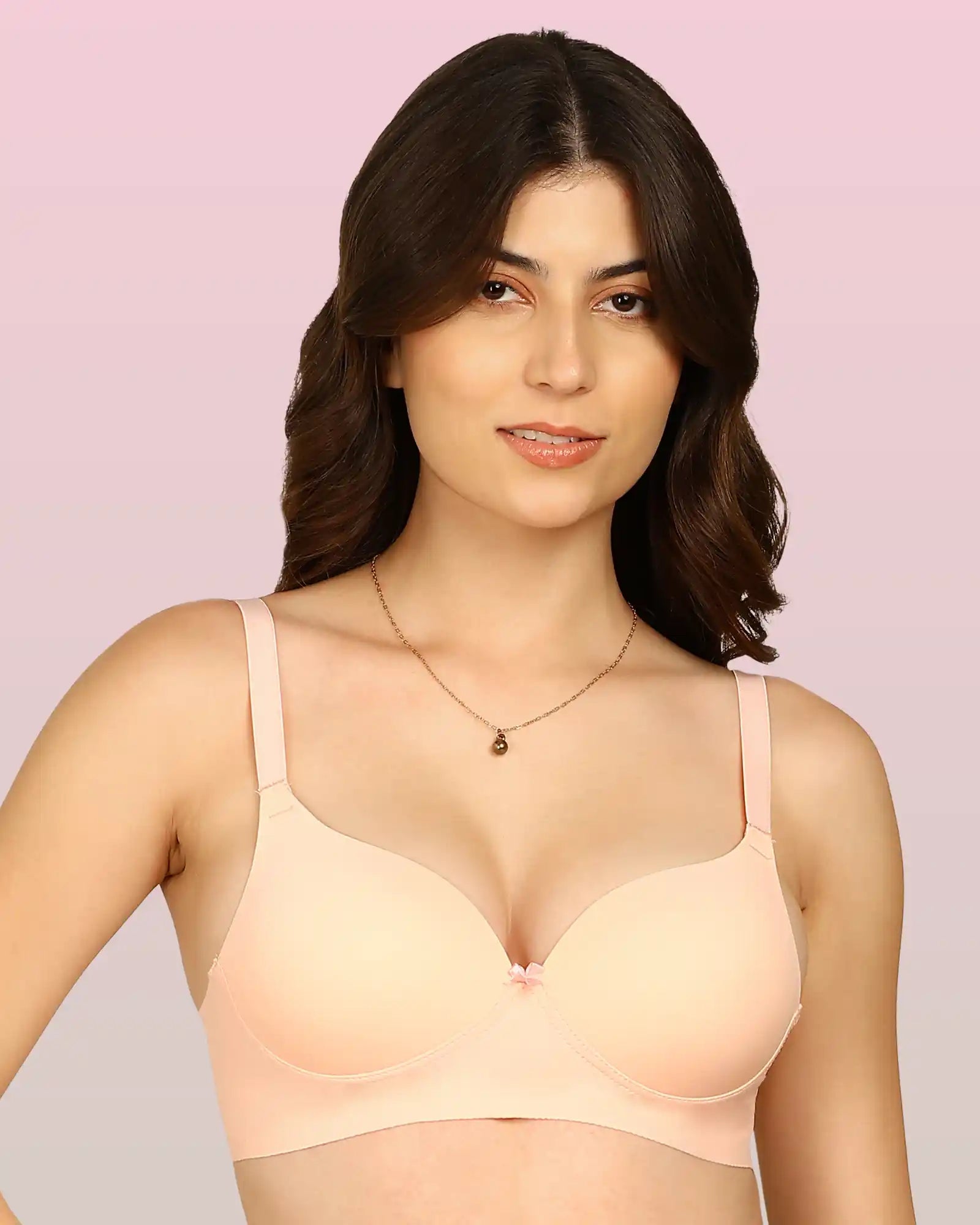 Invisi-Soft Bonded Polyamide Push-Up 3/4 Coverage Maximiser Bra (Level 2 Padding (KB-5107-PEACH)