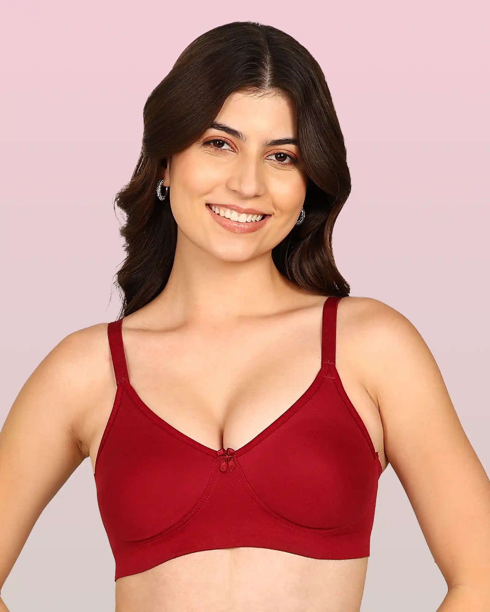 Invisi-Soft Bonded Breathable Cotton Full Coverage Non-Padded Bra (KB-352-WINE)