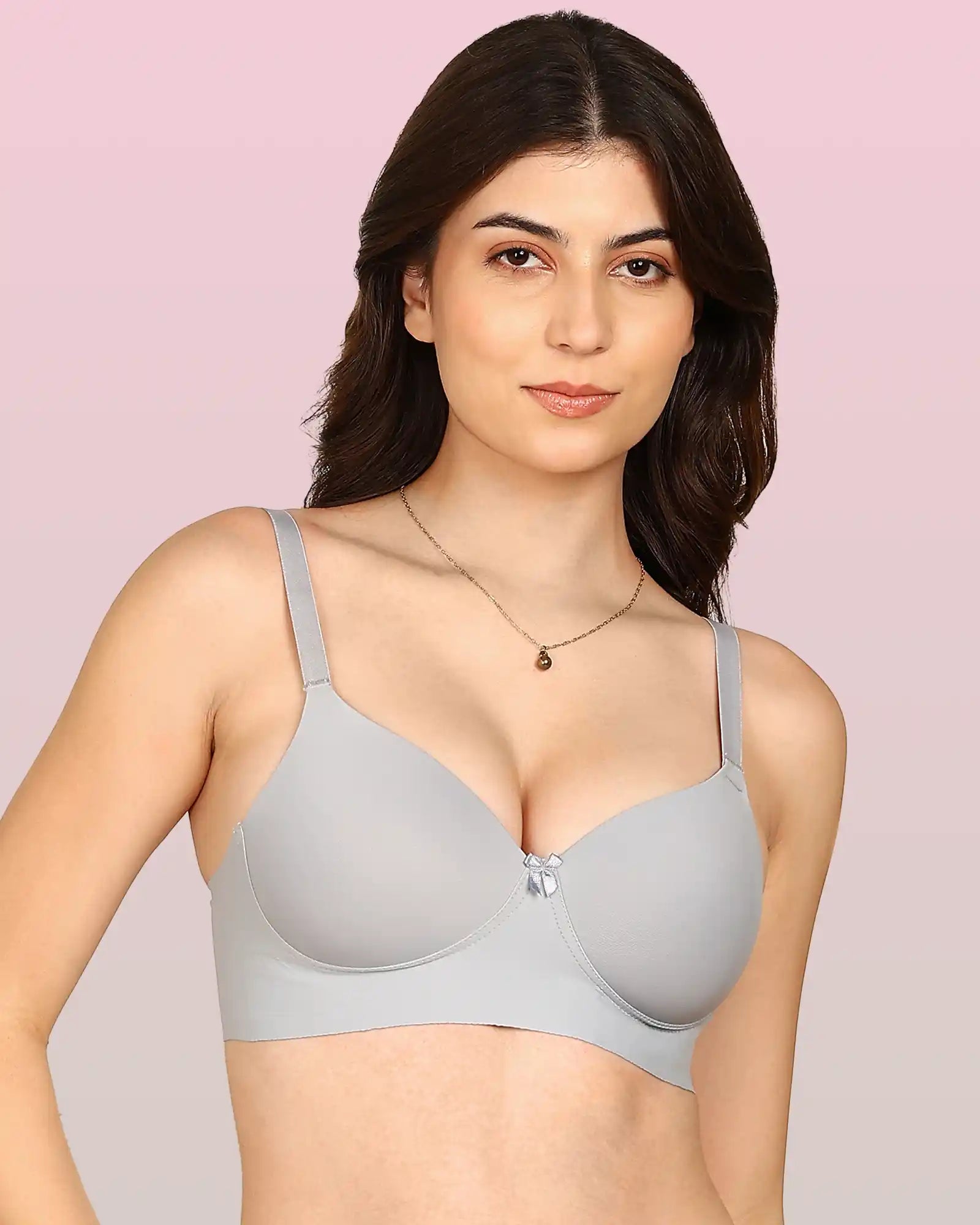 Invisi-Soft Bonded Polyamide Full Coverage Padded Bra (Level 1 Padding (KB-5991-GREY)