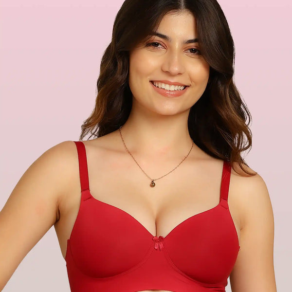 Invisi-Soft Bonded Polyamide Full Coverage Padded Bra (Level 1 Padding (KB-5991-MAROON)
