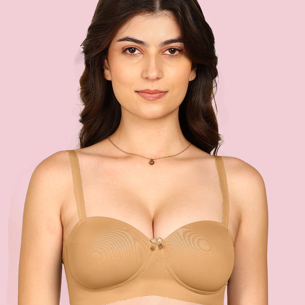 Invisi-Soft Bonded Demi-Cup Padded Cotton Spandex Bra (KB-91012-FAWN)