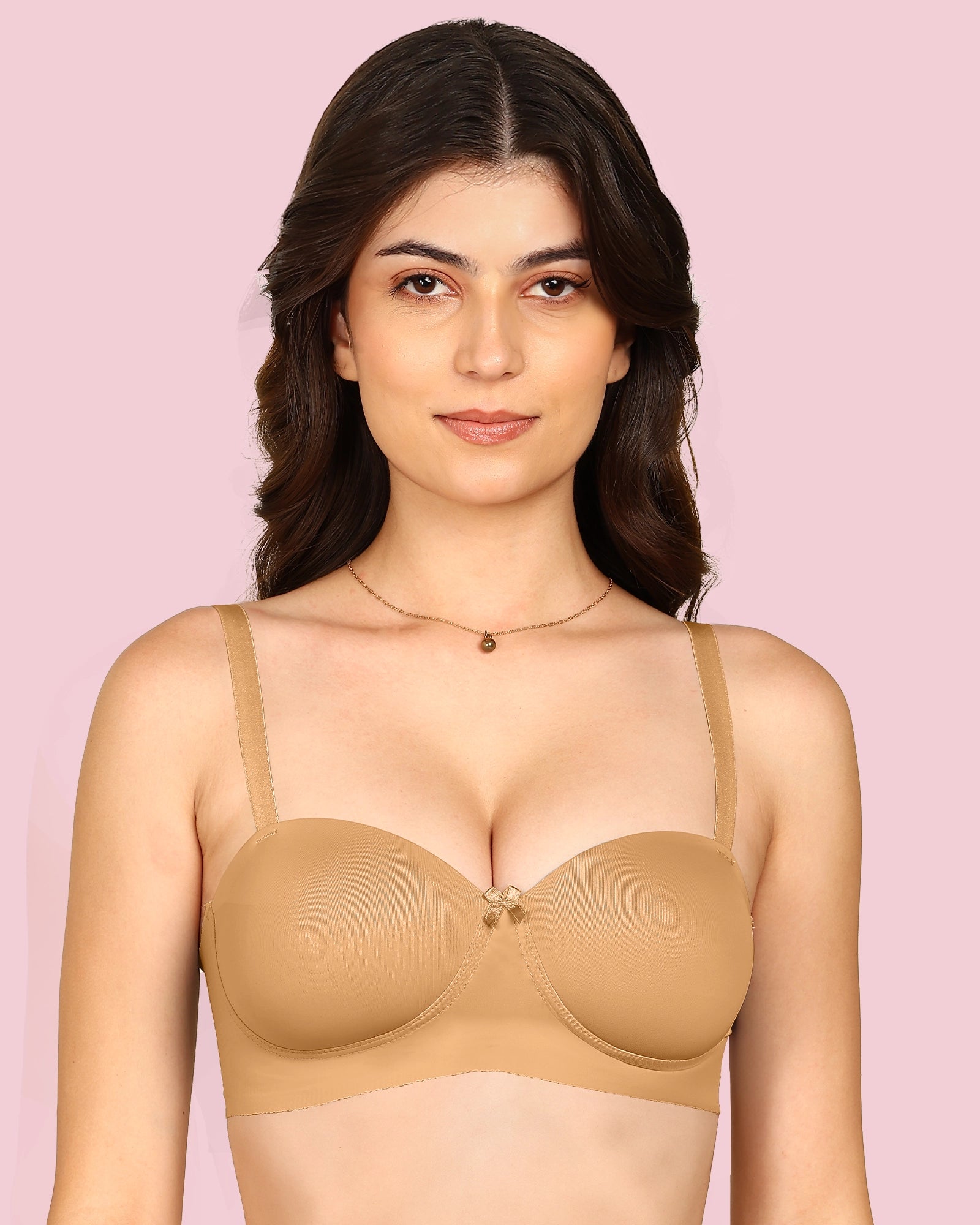 Invisi-Soft Bonded Demi-Cup Padded Cotton Spandex Bra (KB-91012-FAWN)
