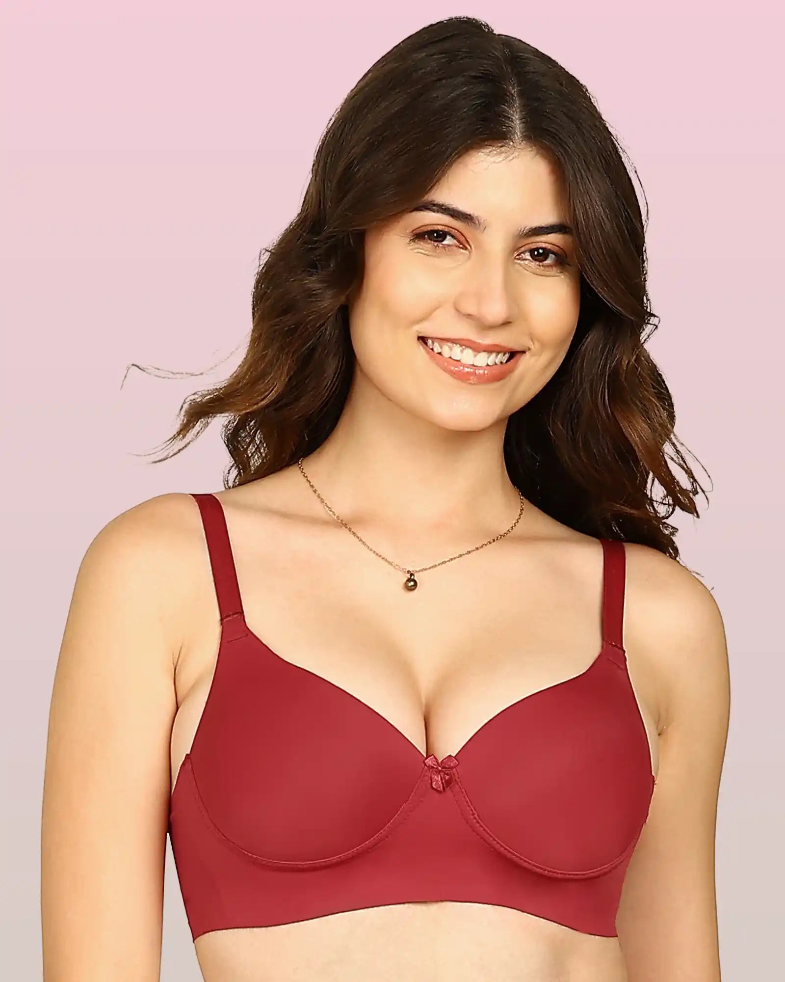 Invisi-Soft Bonded Polyamide Push-Up 3/4 Coverage Bra (Level 3 Padding (KB-5301-MAROON)