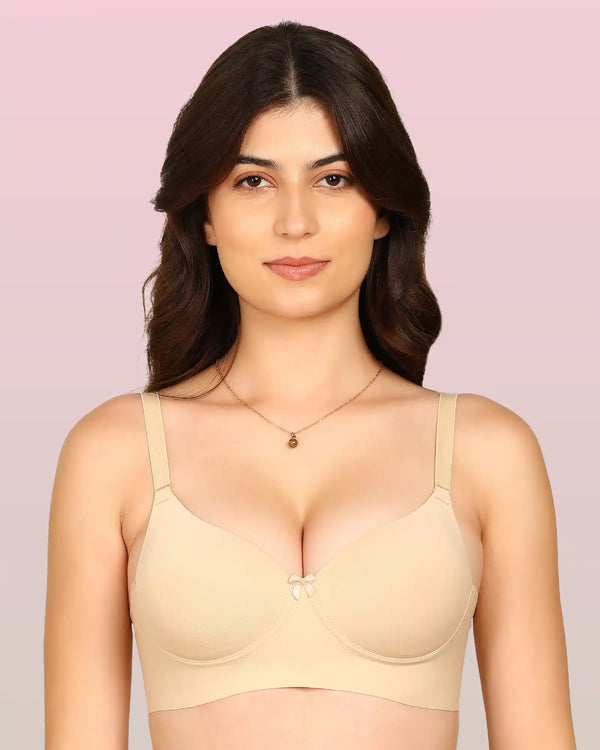 Invisi-Soft Bonded Polyamide Push-Up 3/4 Coverage Bra (Level 3 Padding (KB-5301-SKIN)