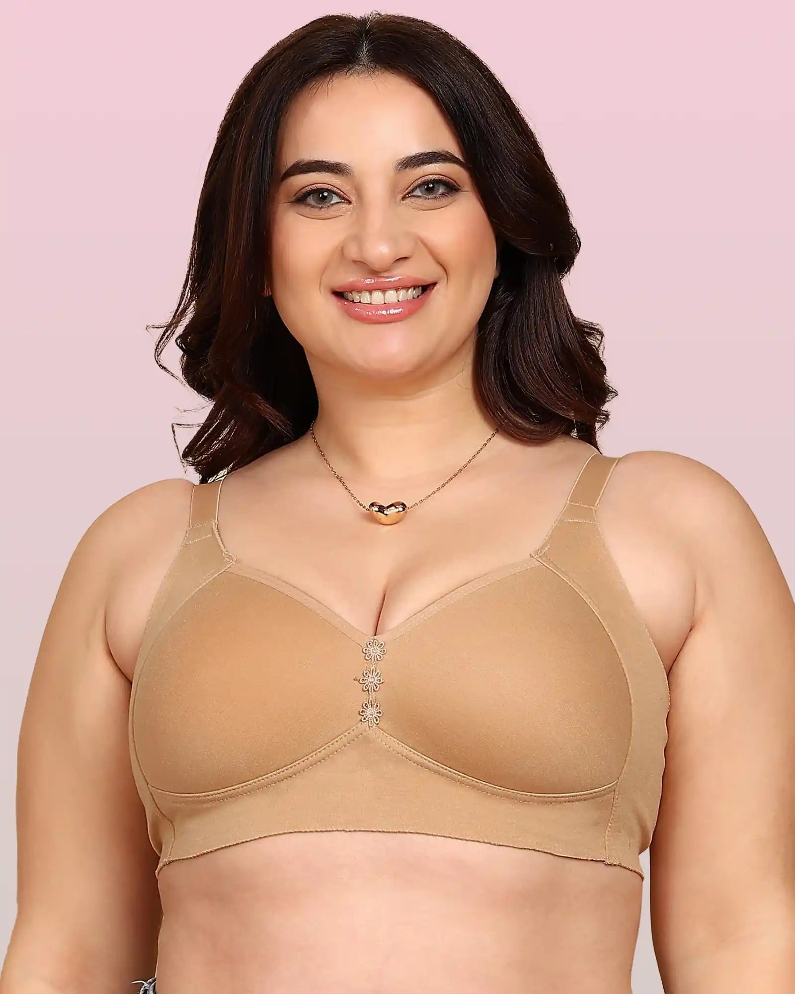 Invisi-Soft Bonded Breathable Cotton Plus Size M-Frame Minimiser Padded Bra (KB-408-SKIN)