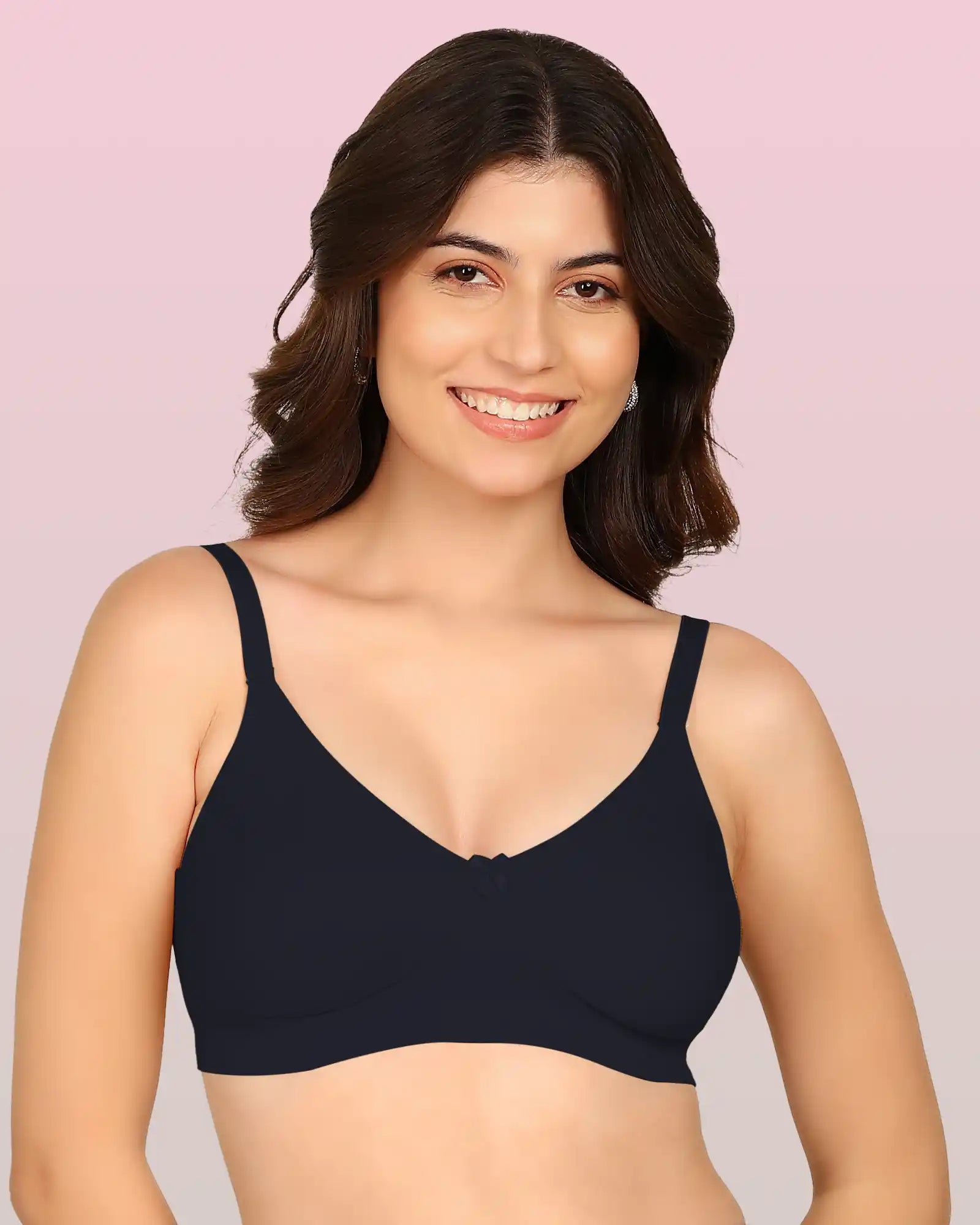 Invisi-Soft Bonded Breathable Cotton Full Coverage Non-Padded Bra (KB-352-NAVY BLUE)