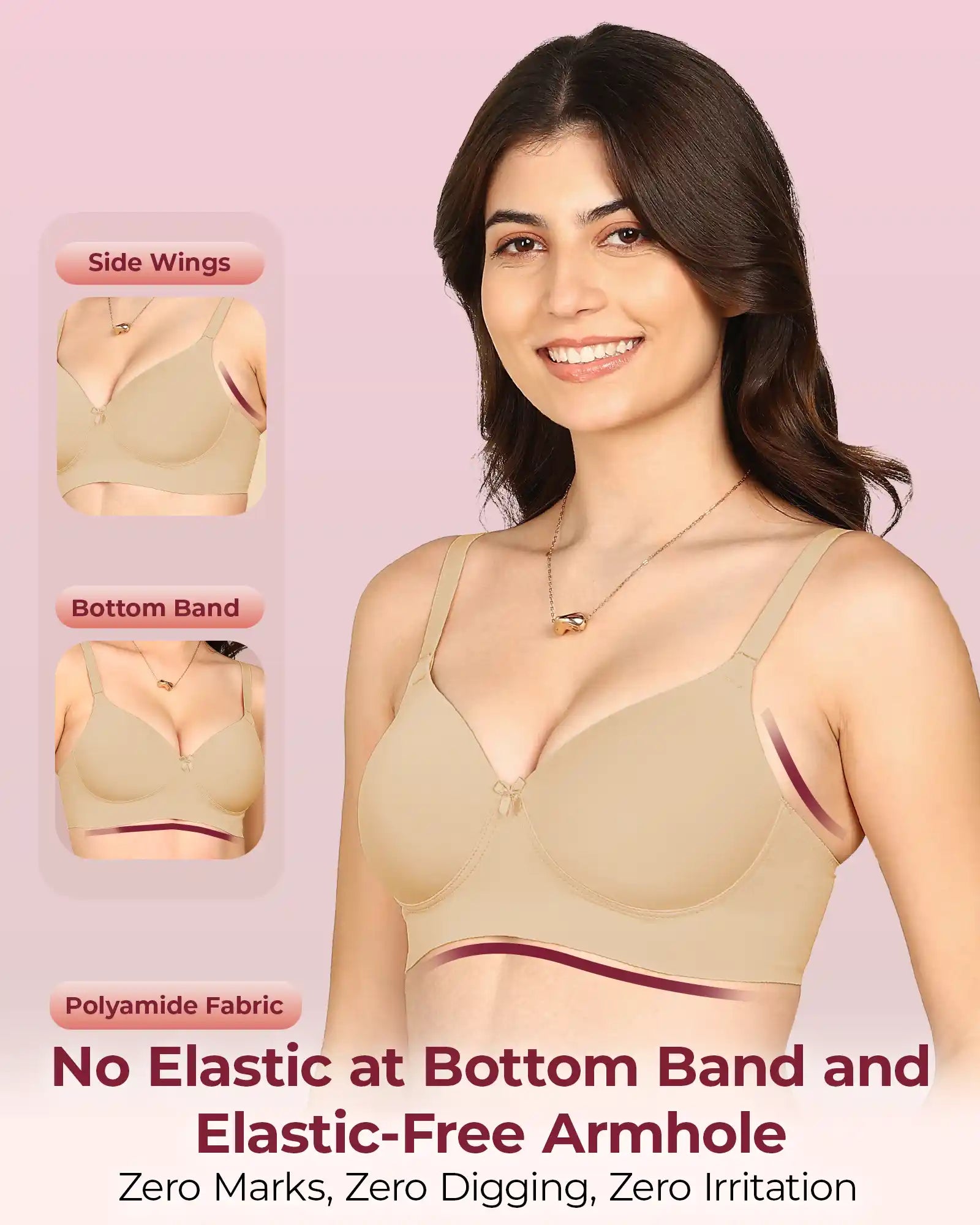Invisi-Soft Bonded Polyamide Full Coverage Padded Bra (Level 1 Padding (KB-5991-FAWN)
