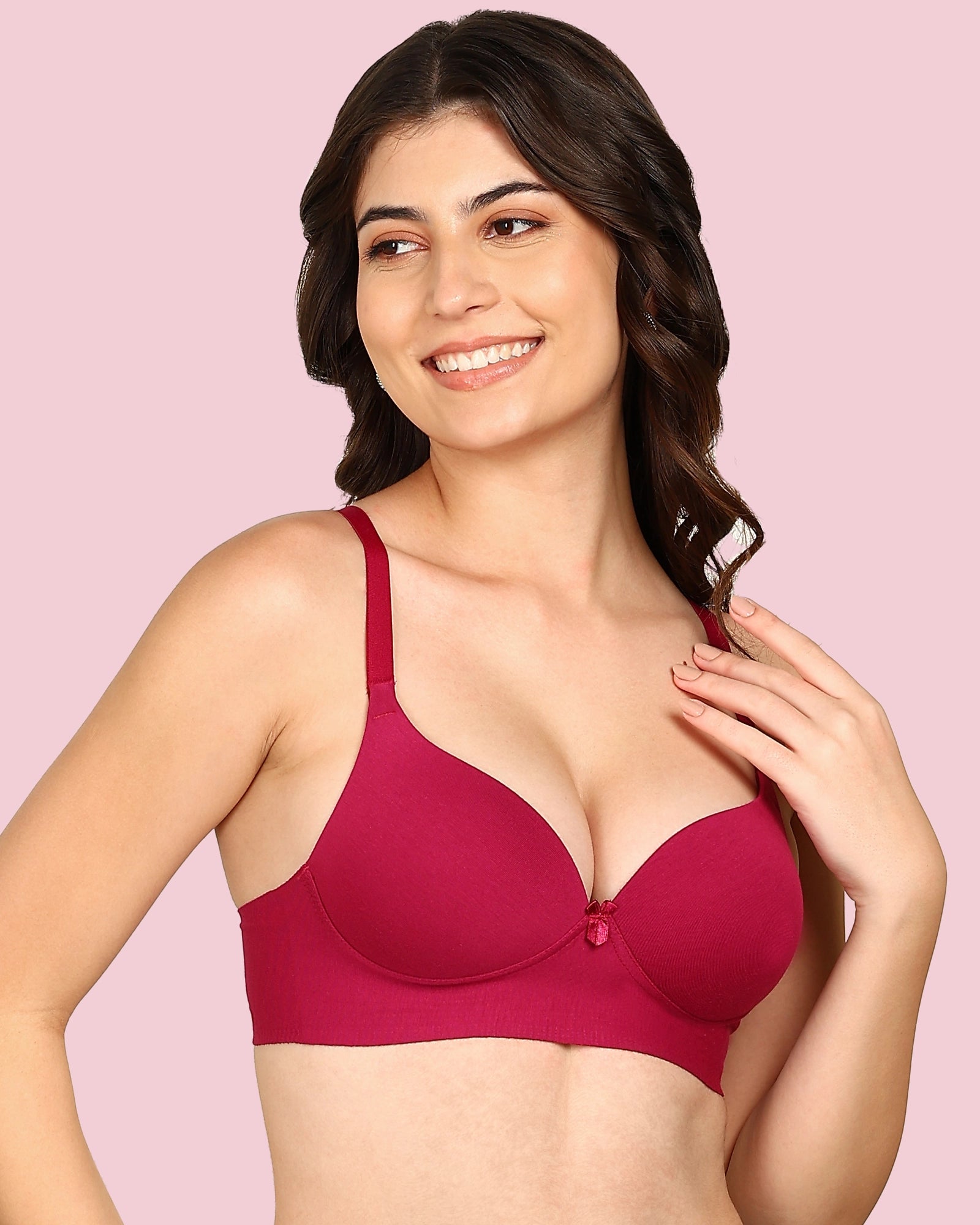 Invisi-Soft Cotton Bonded Seamless Maximiser Bra (KB-97015-WINE)