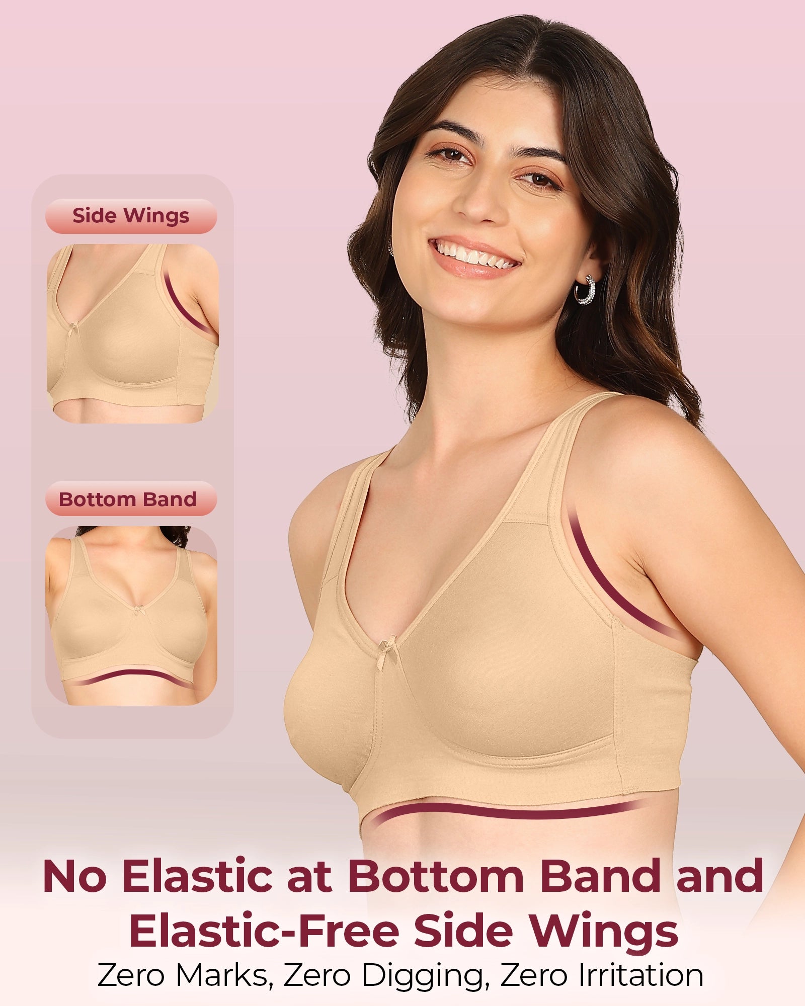 Invisi-Soft Bonded Breathable Cotton Plus Size Full Coverage Non-Padded Bra (KB-401-SKIN)