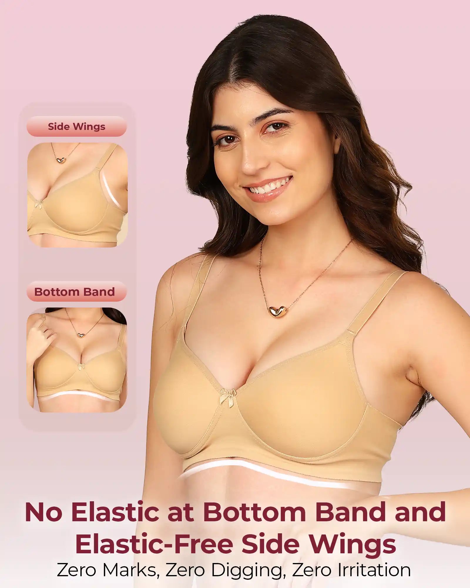 Invisi-Soft Bonded Breathable Cotton Full Coverage Padded Bra (KB-1013-SKIN)