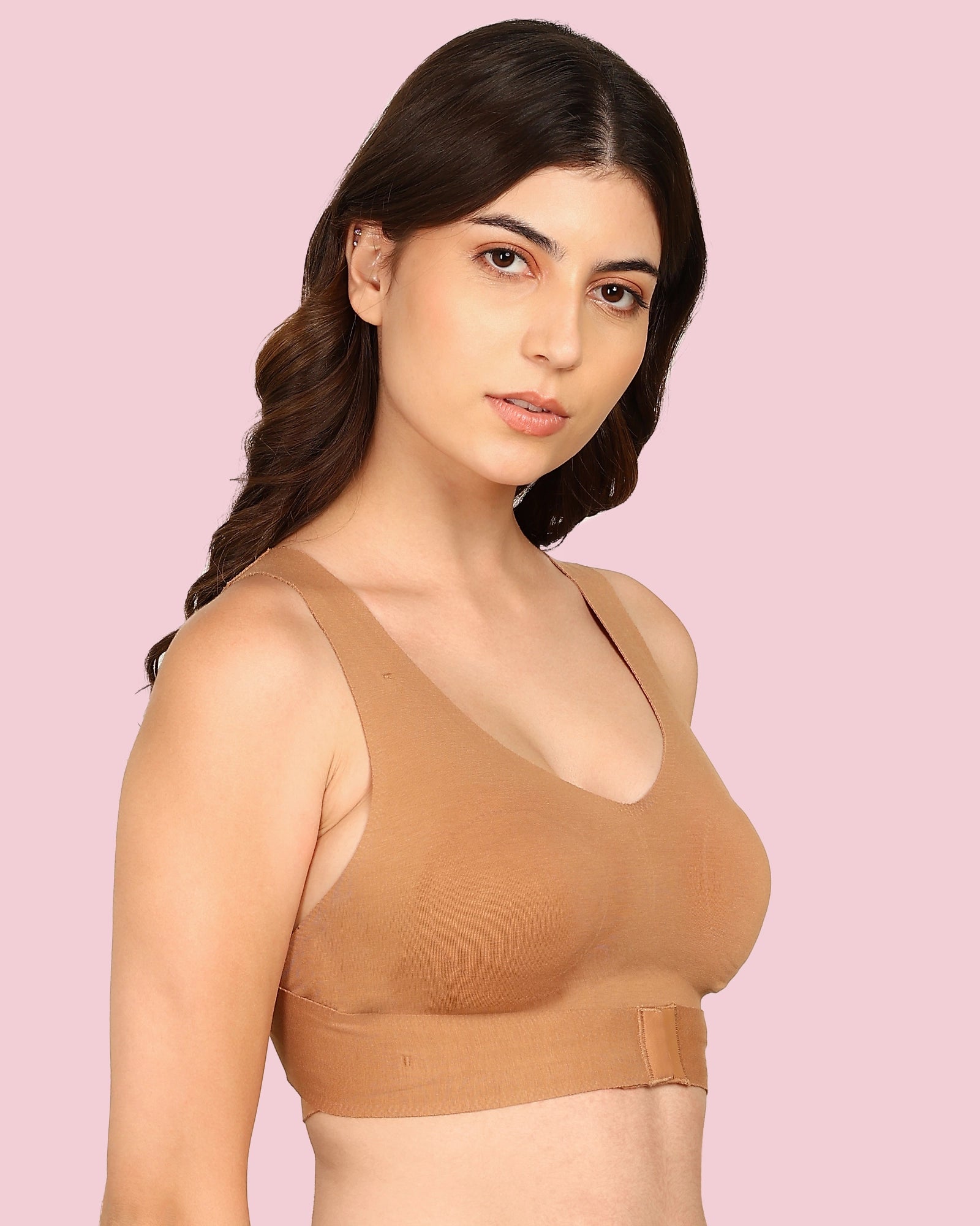 Invisi-Soft Cotton Bonded Seamless Non-Padded Invisi-Gym Bra (KB-995-FAWN)