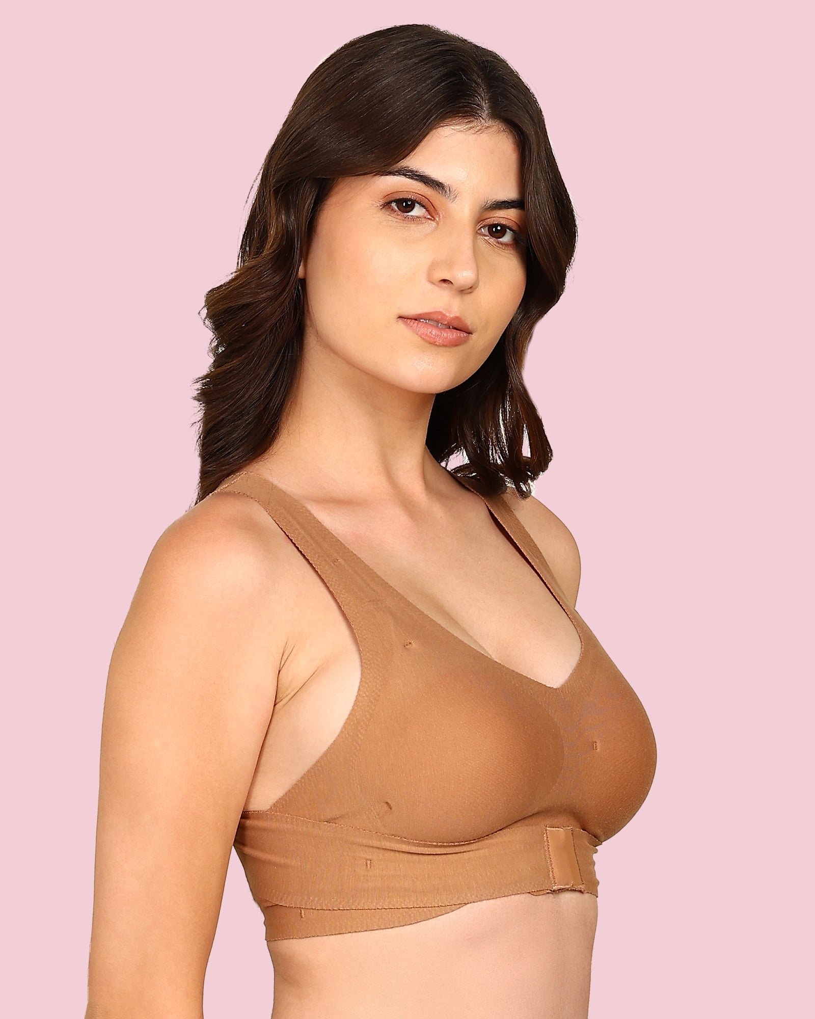 Invisi-Soft Cotton Bonded Seamless Padded Invisi-Gym Bra (KB-997-FAWN)