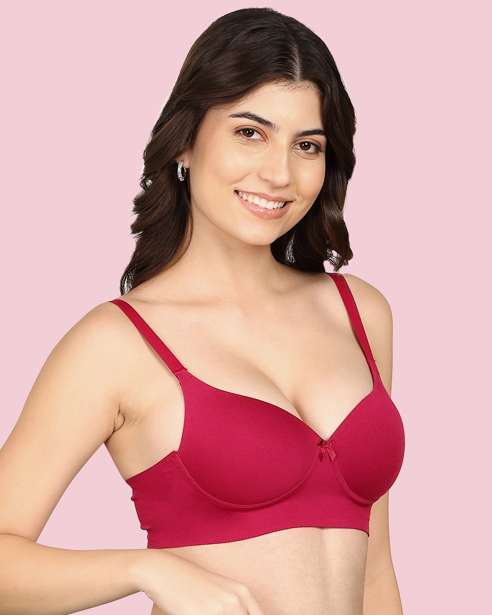Invisi-Soft Cotton Bonded Seamless Push-Up Bra (KB-93510-WINE)