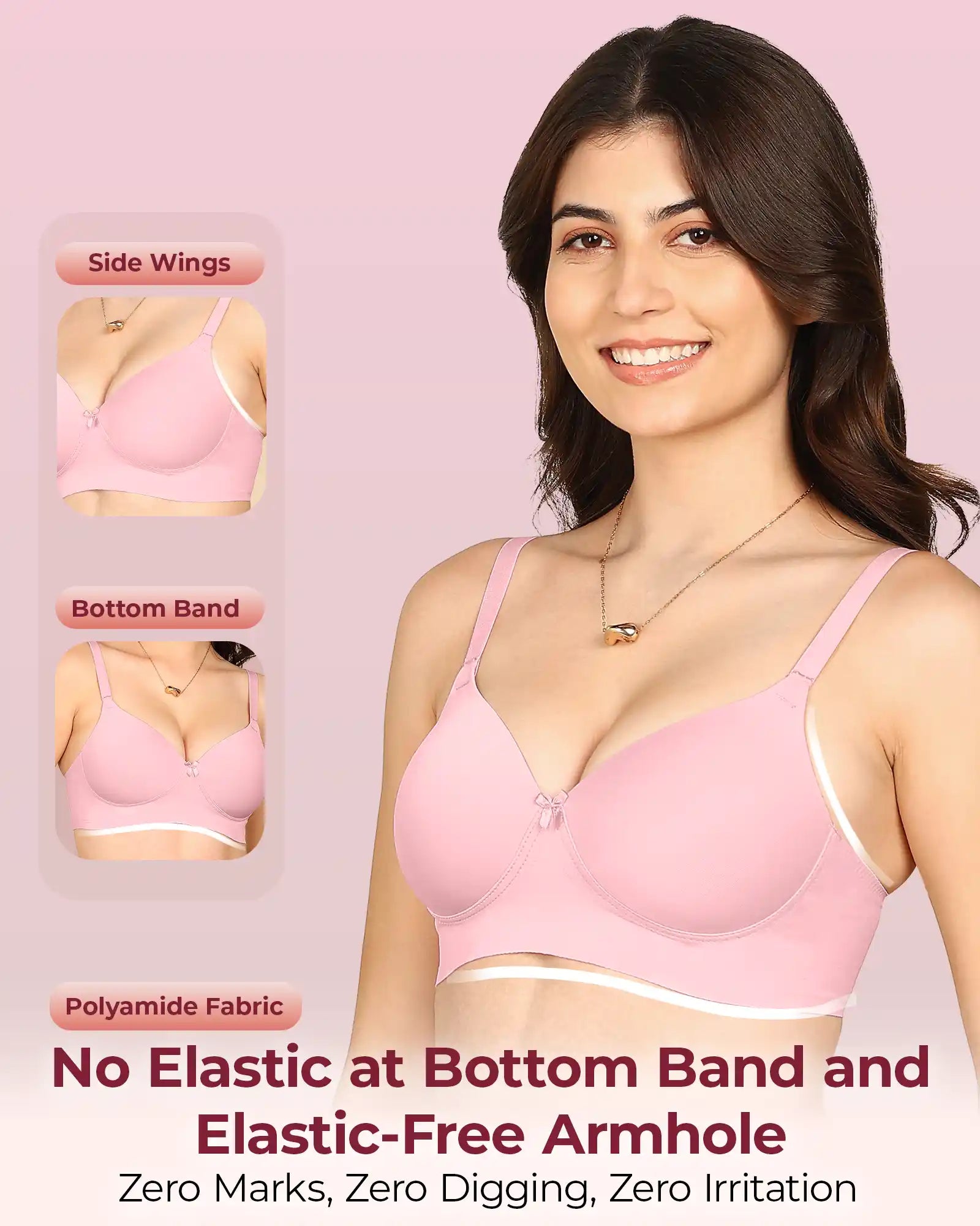 Invisi-Soft Bonded Polyamide Full Coverage Padded Bra (Level 1 Padding (KB-5991-PLUM)