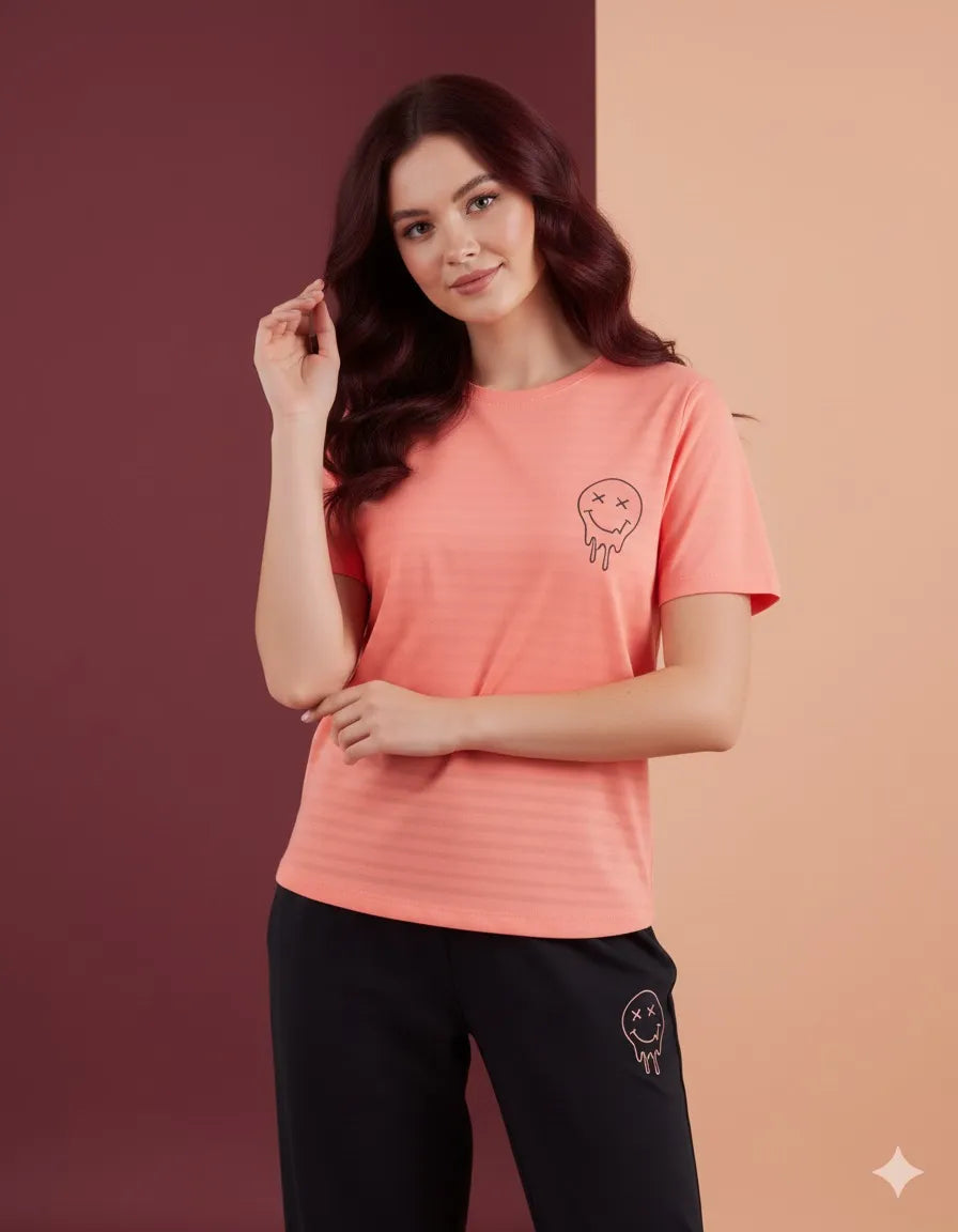 Arolisa Women’s Rayon Lounge Set – Tee & Pyjama, Relaxed Fit